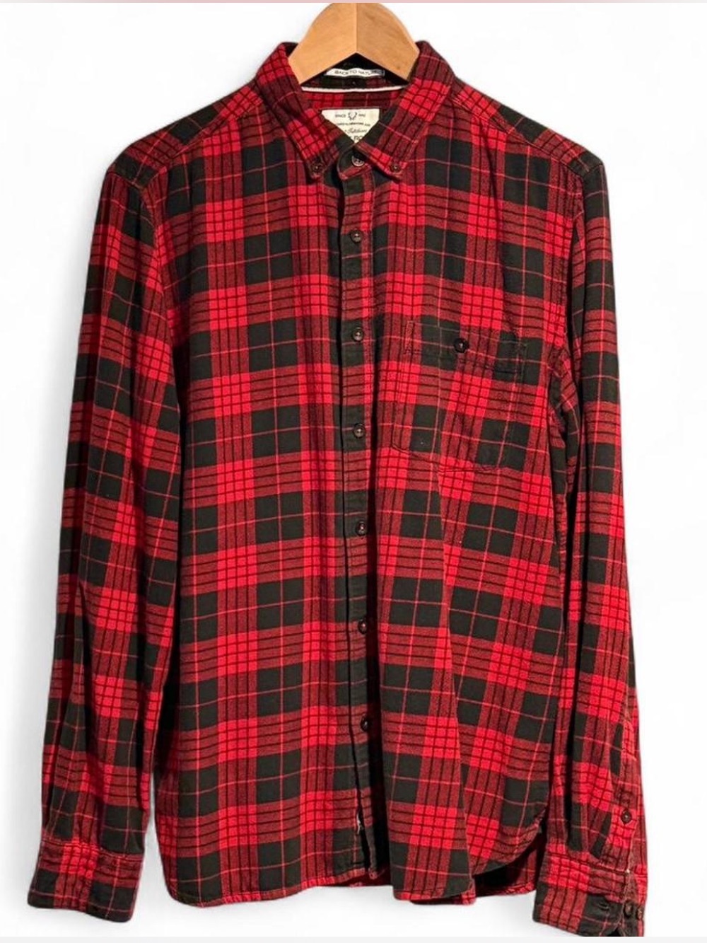 Men’s Lumberjack Red/black plaid flannel shirt Size L Excellent Condition